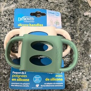 Dr. Brown's Silicone Handles for Kids - Green and Cream